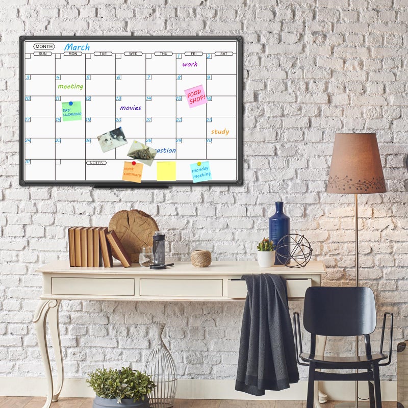 JILoffice Dry Erase Calendar Whiteboard - Magnetic White Board Calendar Monthly 36 X 24 Inch, Black Aluminum Frame Wall Mounted Board for Office Home and School - Image 5